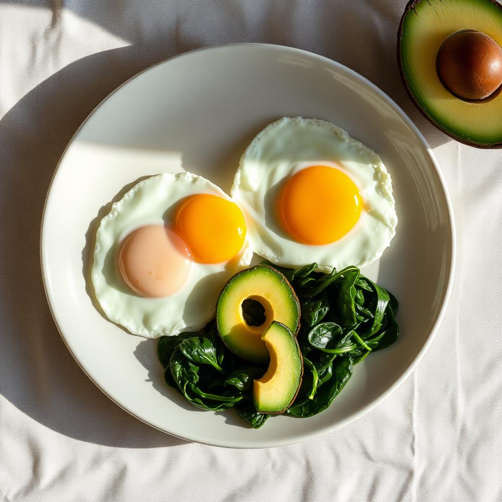 Ouă cu spanac și avocado